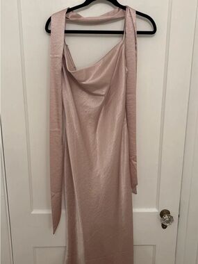 Olive And Ivy, Pink / Rose Satin Midi Dress, cowl neck, US Size 4, AUS Size 8